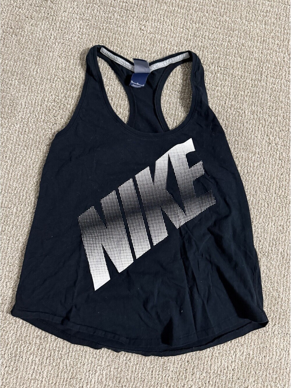 Nike Women's Black Graphic Tank Top Big Spellout Logo Racerback Size Medium - Picture 6 of 7